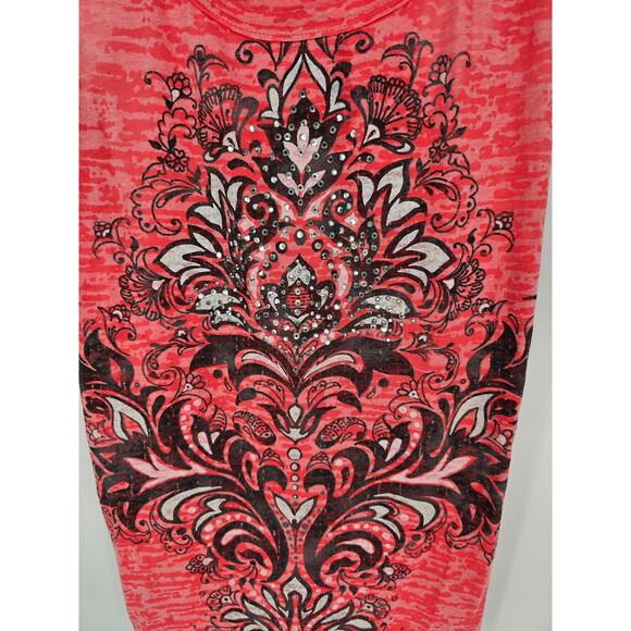 Copper Key Women's Scoop Neck Pink Sleeveless Sequins Blended Tank Top Size L - Picture 2 of 4